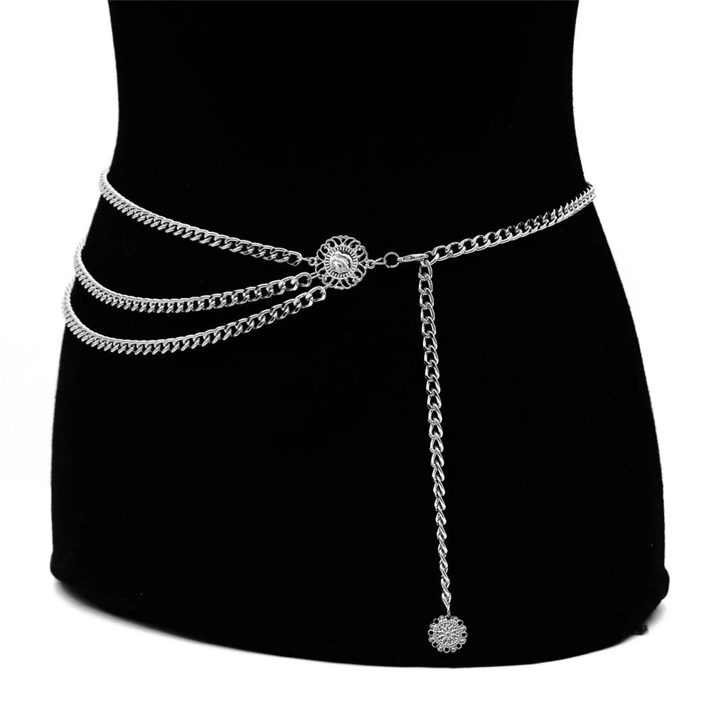 PuRui Gold Multi-Layer Waist Chain – Hip-Hop Belly Belt for Women