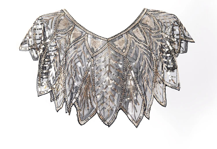 Beaded Sequin Capelet Shrug – Summer Hanfu-Style Gauze Shawl Jacket for Women