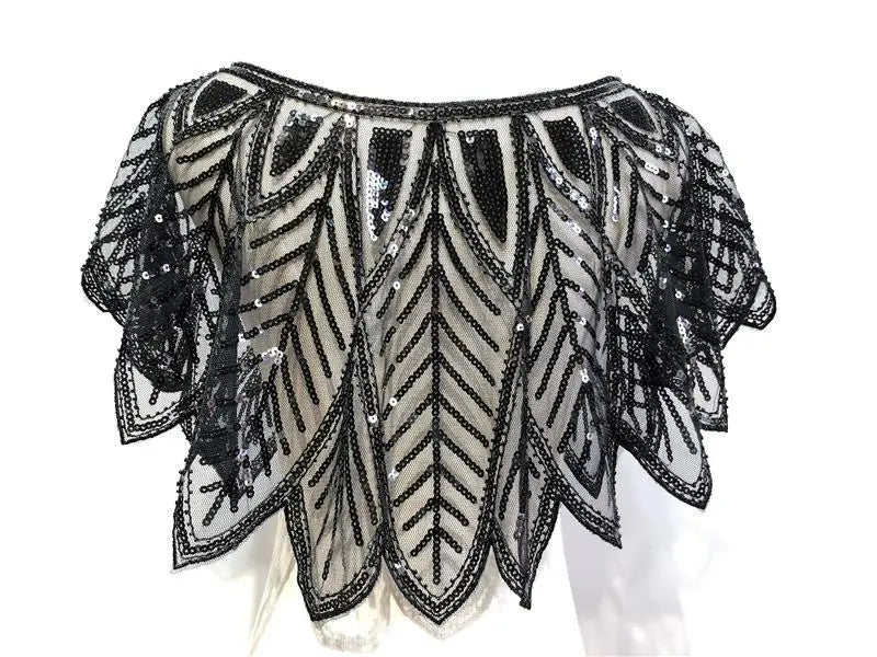 Beaded Sequin Capelet Shrug – Summer Hanfu-Style Gauze Shawl Jacket for Women