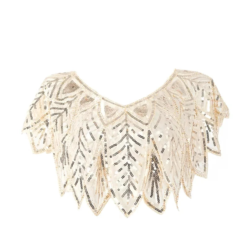 Beaded Sequin Capelet Shrug – Summer Hanfu-Style Gauze Shawl Jacket for Women