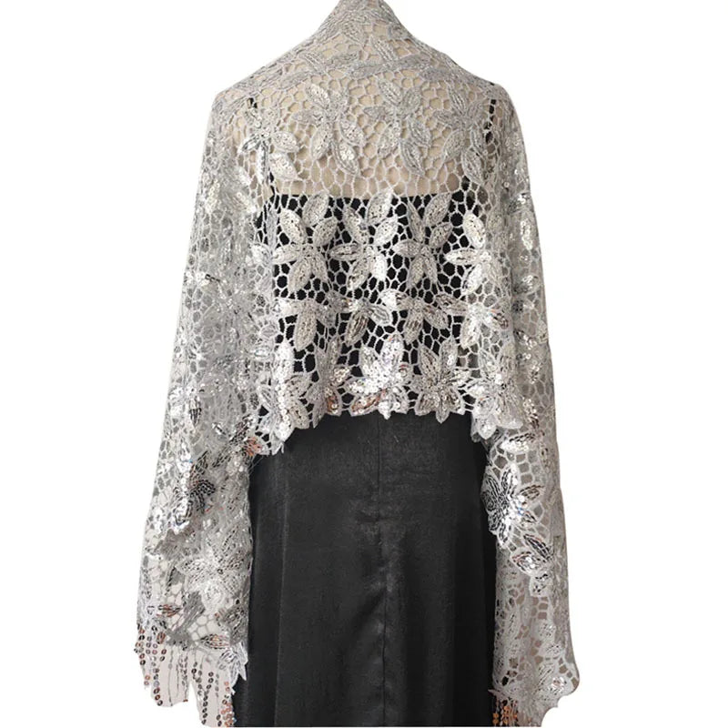 Elegant Sequin Glitter Evening Shawl – Bridal & Bridesmaid Wedding Wrap with Tassels