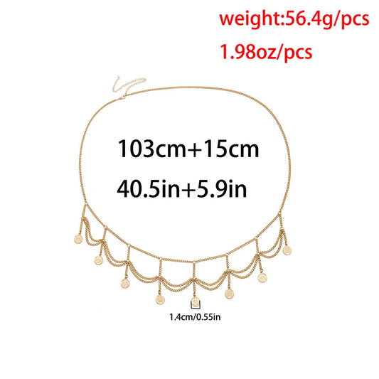 Boho Gold Coin Waist Chain – Multi-Layer Body Jewelry Belt for Women