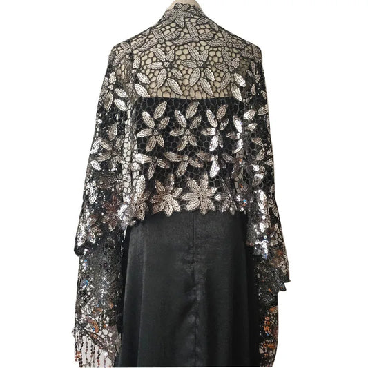 Elegant Sequin Glitter Evening Shawl – Bridal & Bridesmaid Wedding Wrap with Tassels