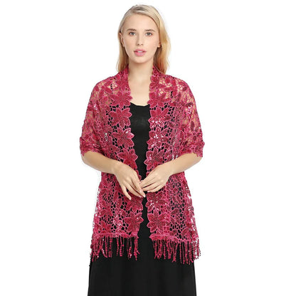Elegant Sequin Glitter Evening Shawl – Bridal & Bridesmaid Wedding Wrap with Tassels