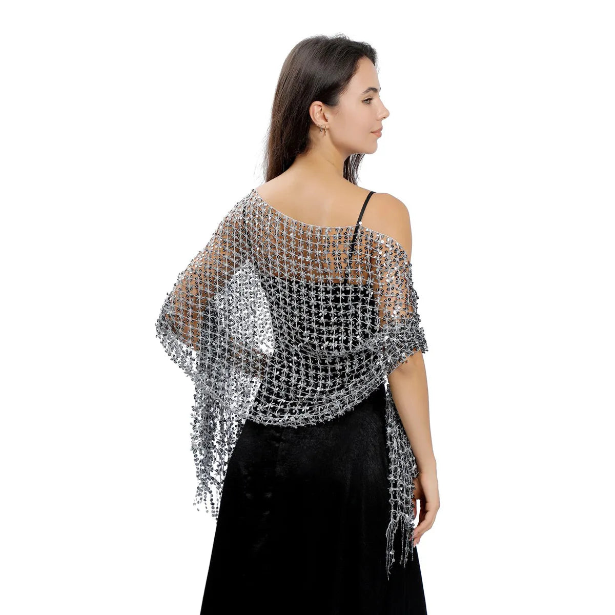 Glitter Sequins Bridal Cape – Wedding Shawl Cover-Up for Women’s Evening Dresses & Parties