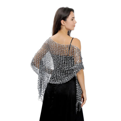 Glitter Sequins Bridal Cape – Wedding Shawl Cover-Up for Women’s Evening Dresses & Parties