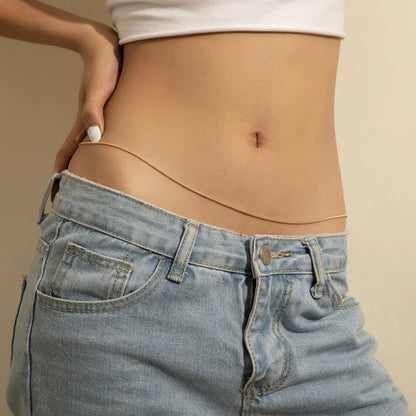 Double Layer Beaded Waist Chain – Minimalist Belly Belt Jewelry for Women