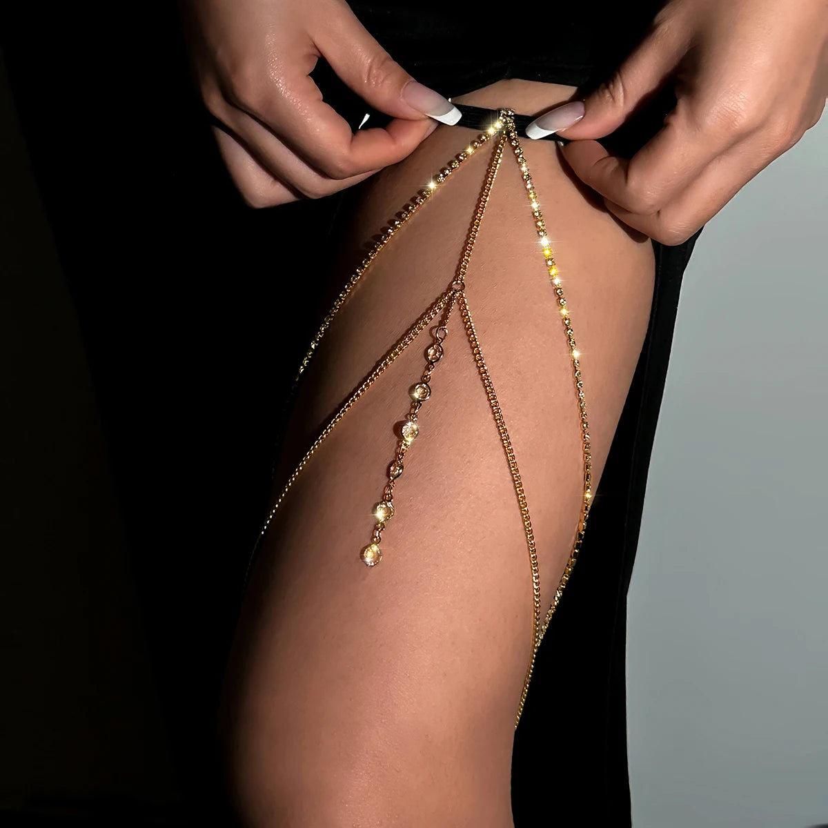Boho Crystal Tassel Thigh Chain – Sexy Adjustable Leg Harness Jewelry for Women