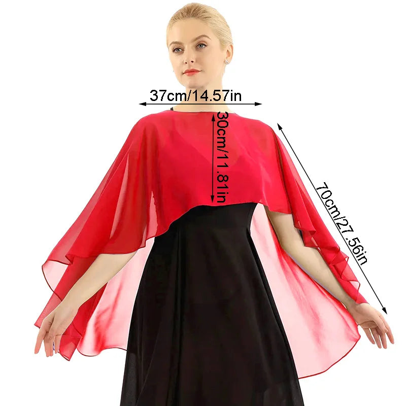 Elegant Women’s Chiffon Capes – Solid Color Dress Cover-Up & Bridal Shawl for Weddings