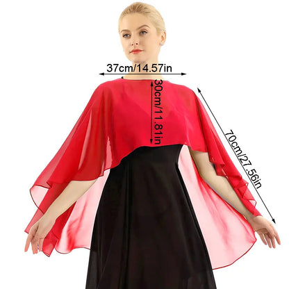 Elegant Women’s Chiffon Capes – Solid Color Dress Cover-Up & Bridal Shawl for Weddings