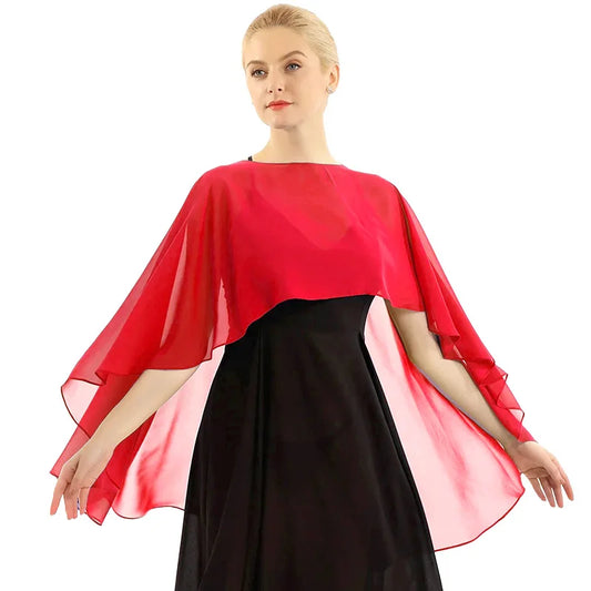 Elegant Women’s Chiffon Capes – Solid Color Dress Cover-Up & Bridal Shawl for Weddings