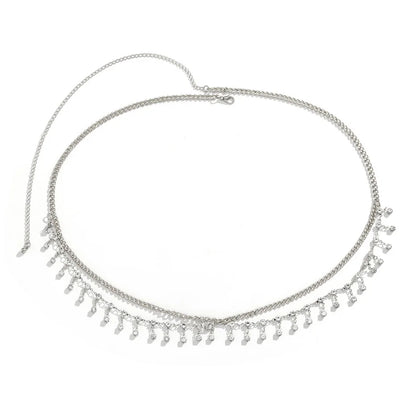 Y2K Rhinestone Star Belly Chain – Tassel Waist Jewelry for Women & Raves
