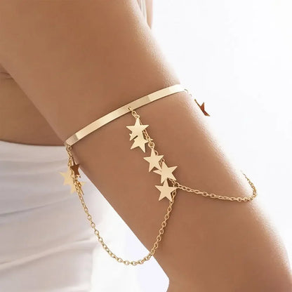 Boho Tassel Upper Arm Bracelet – Retro Geometric Metal Arm Cuff Jewelry