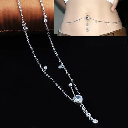 Butterfly Double Thin Waist Chain – Stainless Steel Belly Jewelry for Summer