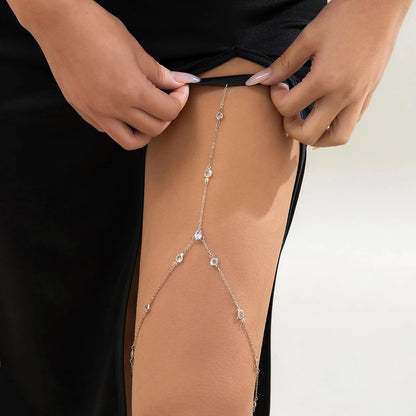Boho Crystal Tassel Thigh Chain – Sexy Adjustable Leg Harness Jewelry for Women