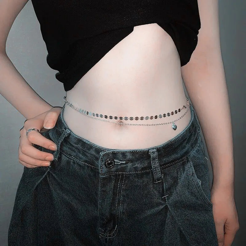 Double Layer Beaded Waist Chain – Minimalist Belly Belt Jewelry for Women