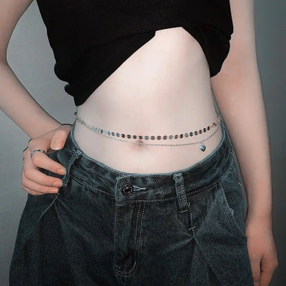 Double Layer Beaded Waist Chain – Minimalist Belly Belt Jewelry for Women
