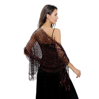 Glitter Sequins Bridal Cape – Wedding Shawl Cover-Up for Women’s Evening Dresses & Parties