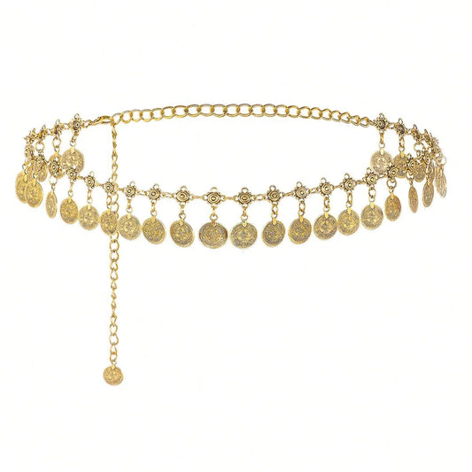 Thin Gold Waist Chain Belt – Decorative Metal Body Jewelry for Women