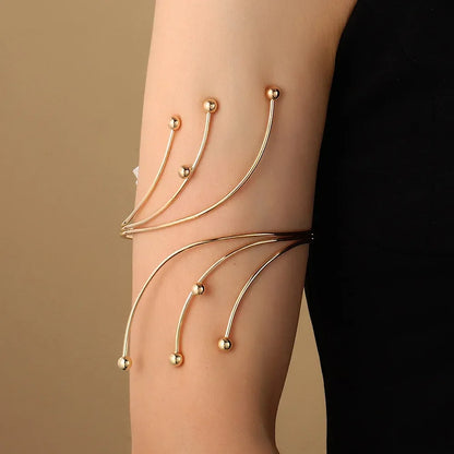 Boho Tassel Upper Arm Bracelet – Retro Geometric Metal Arm Cuff Jewelry