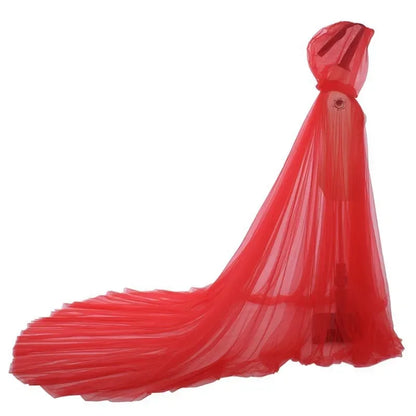 Women’s Mesh Gauze Poncho Cape – Elegant Hooded Costume for Halloween & Stage Performances