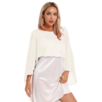 Elegant Women’s Chiffon Capes – Solid Color Dress Cover-Up & Bridal Shawl for Weddings