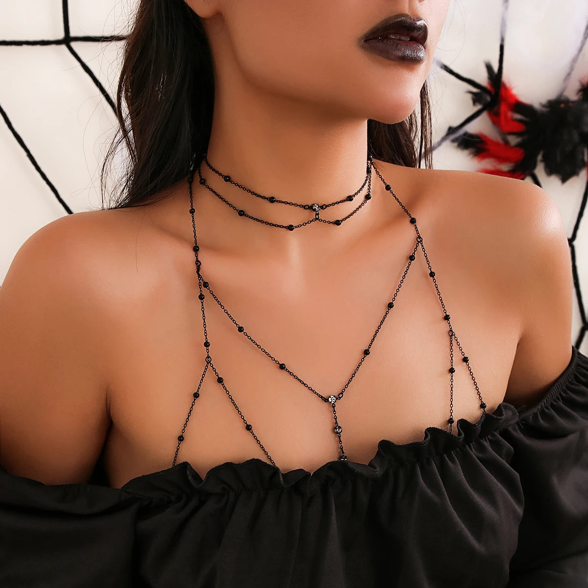 Boho Cross Chest & Waist Body Chain – Y2K Bikini Jewelry for Women & Brides