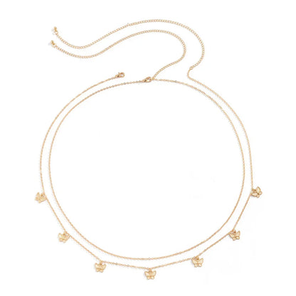 Butterfly Double Thin Waist Chain – Stainless Steel Belly Jewelry for Summer