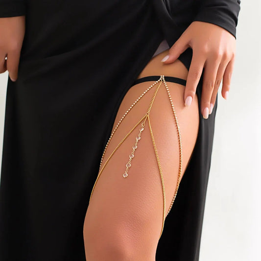 Crystal Tassel Thigh Chain – Sexy Multilayer Leg Jewelry for Women