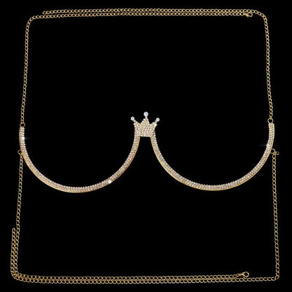Heart Rhinestone Bra Chain – Sexy Bikini Halter Chest Jewelry for Women
