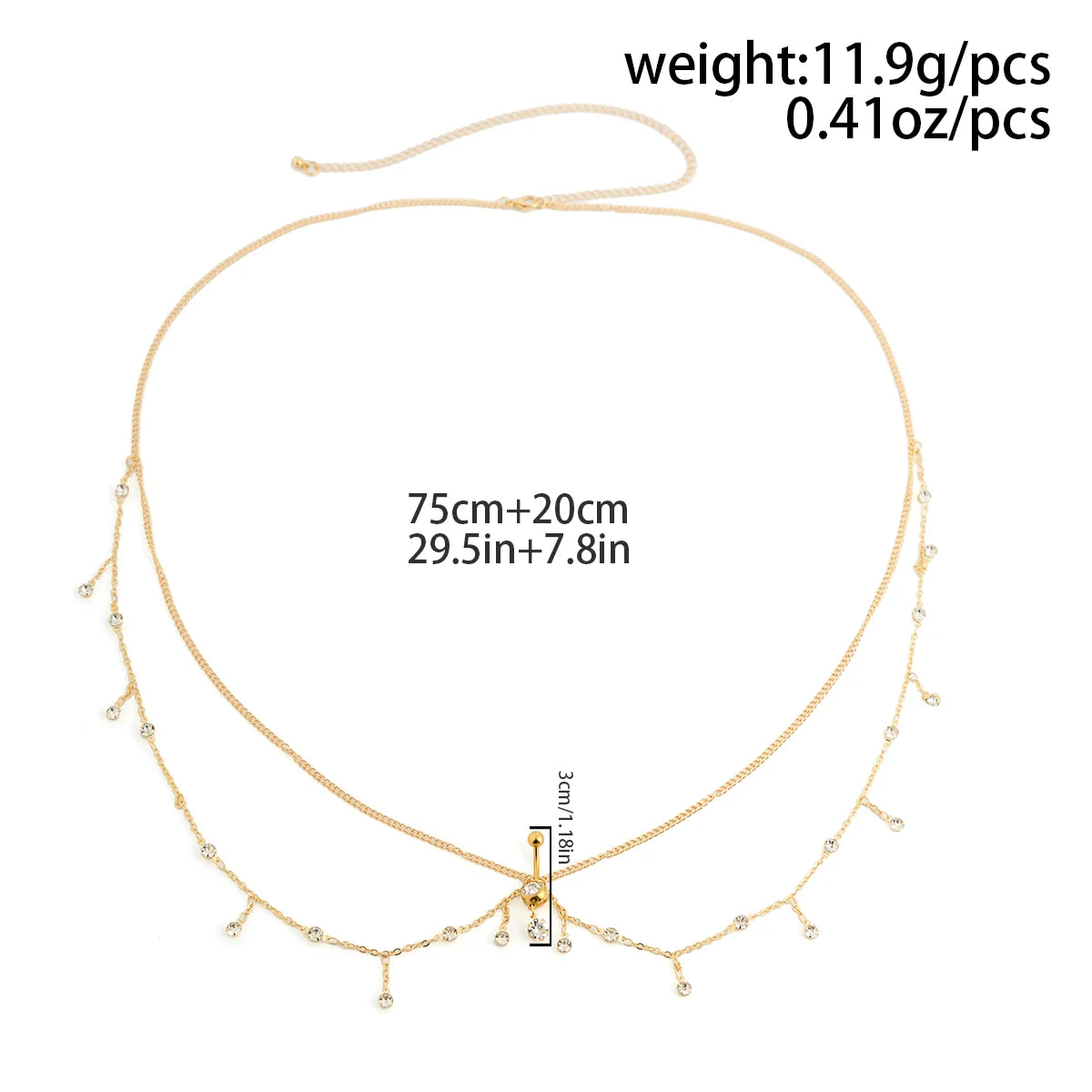 Goth Y2K Multilayer Waist Belly Chain for Women