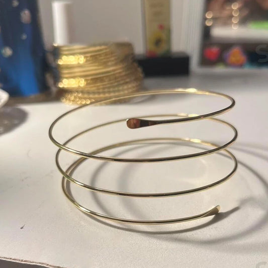 Vintage Gold Layered Arm Cuff – Adjustable Metal Bangle for Women & Teens
