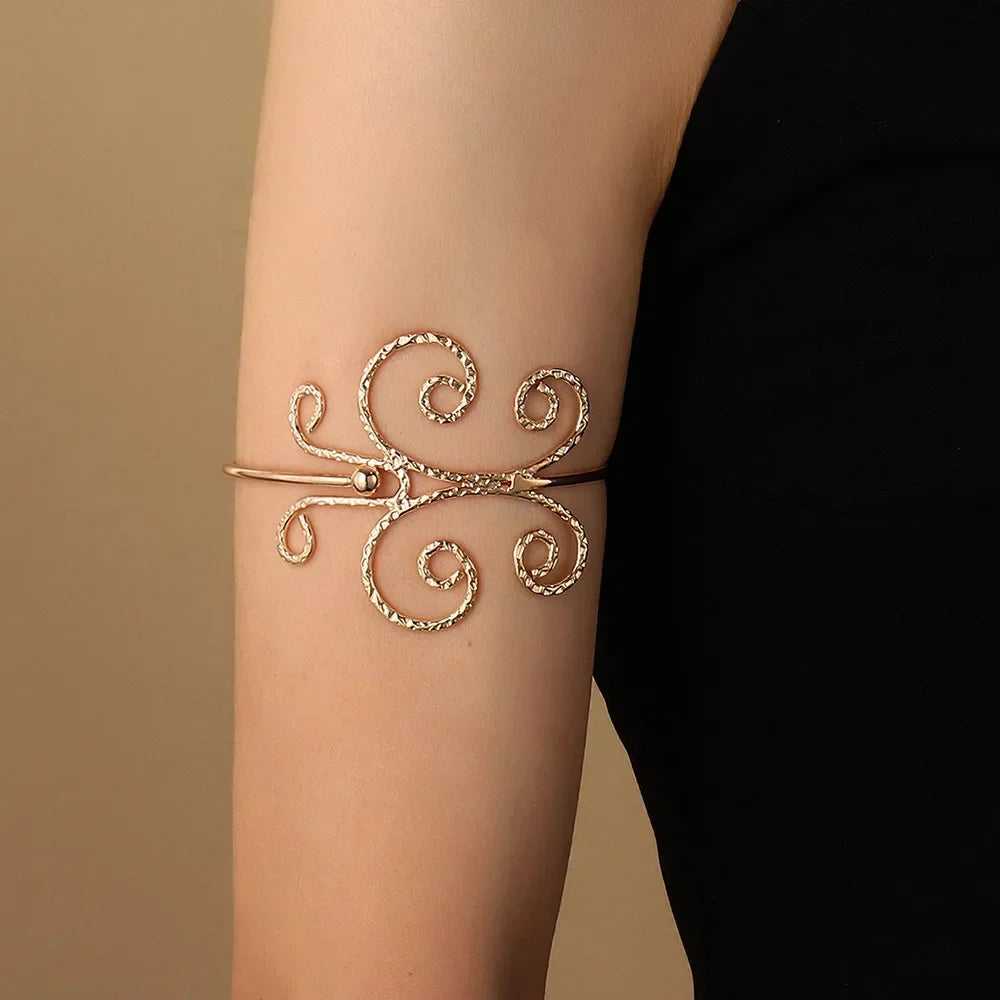 Boho Tassel Upper Arm Bracelet – Retro Geometric Metal Arm Cuff Jewelry