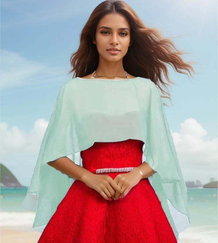 Women’s Chiffon Wedding Cape – Bridal Shawl Bolero Shrug Wrap for Evening Dresses