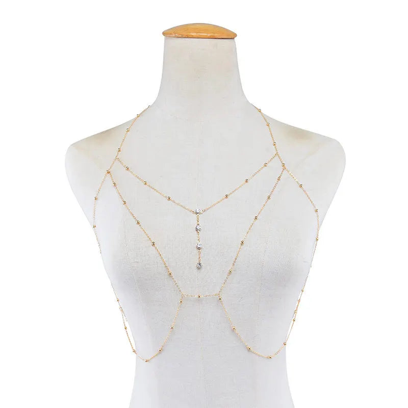 Boho Cross Chest & Waist Body Chain – Y2K Bikini Jewelry for Women & Brides