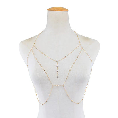 Boho Cross Chest & Waist Body Chain – Y2K Bikini Jewelry for Women & Brides