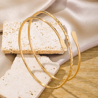 6-Piece Adjustable Upper Arm Bracelet Set – Silver & Gold Bangles for Women