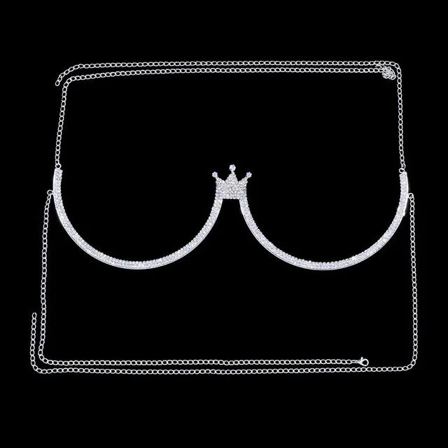 Heart Rhinestone Bra Chain – Sexy Bikini Halter Chest Jewelry for Women