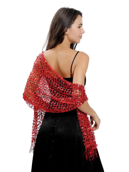 Glitter Sequins Bridal Cape – Wedding Shawl Cover-Up for Women’s Evening Dresses & Parties