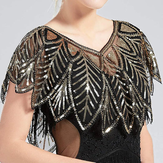 Beaded Sequin Capelet Shrug – Summer Hanfu-Style Gauze Shawl Jacket for Women