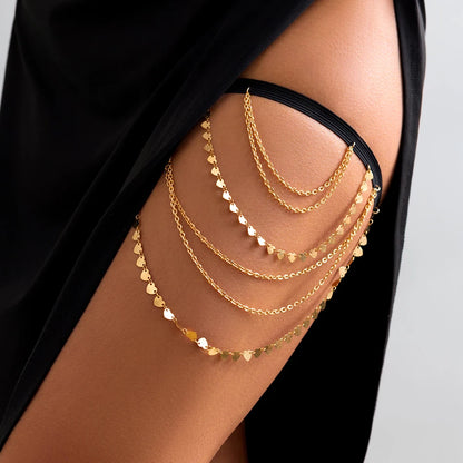 Boho Heart Tassel Thigh Chain – Sexy Multilayer Garter Belt for Women