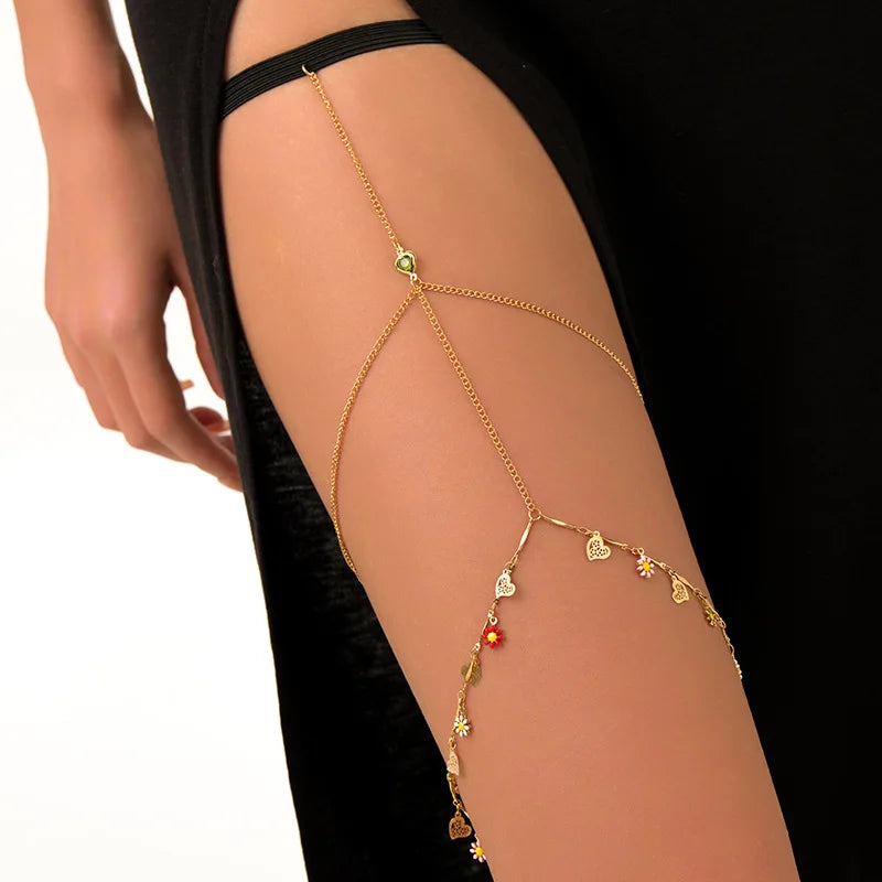 Boho Double-Layer Thigh Chain – Sexy Summer Body Jewelry for Women