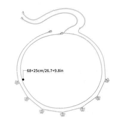 Butterfly Double Thin Waist Chain – Stainless Steel Belly Jewelry for Summer
