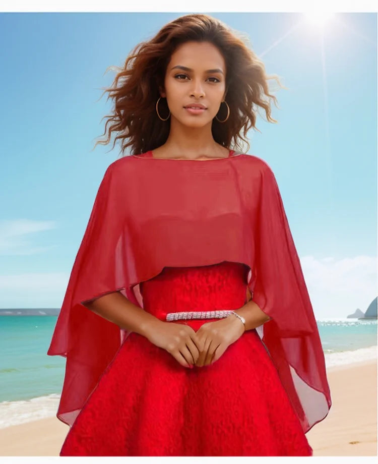 Women’s Chiffon Wedding Cape – Bridal Shawl Bolero Shrug Wrap for Evening Dresses