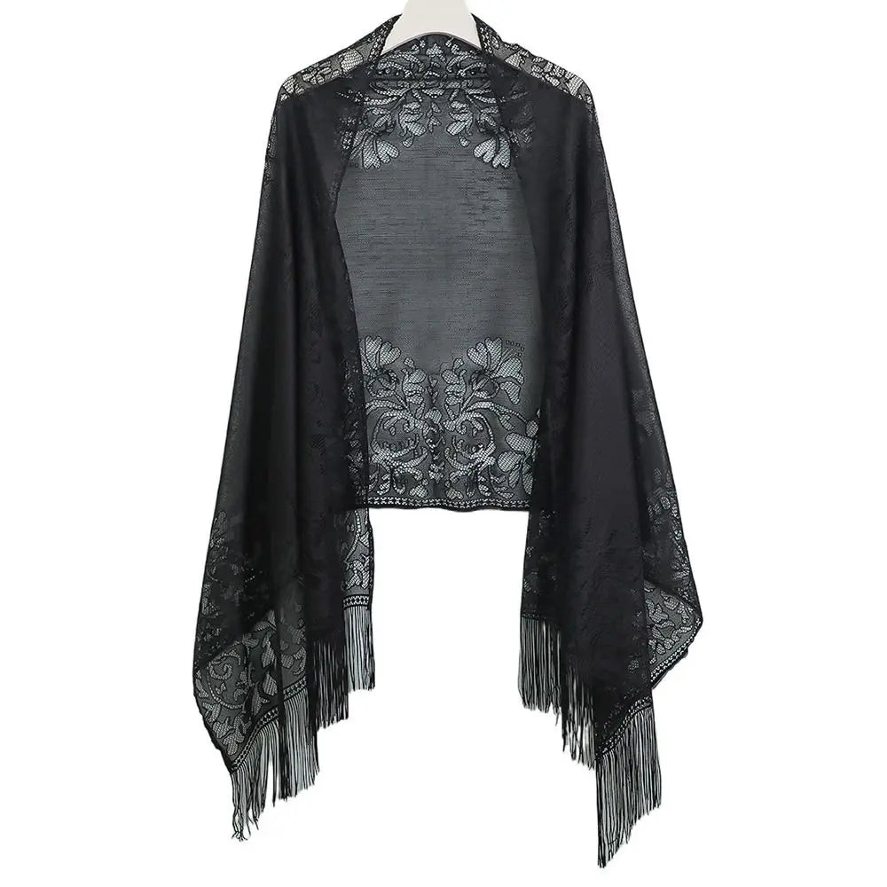 Vintage Tassel Patchwork V-Neck Cardigan – Women’s Shawl, Capelet, and Fringed Scarf