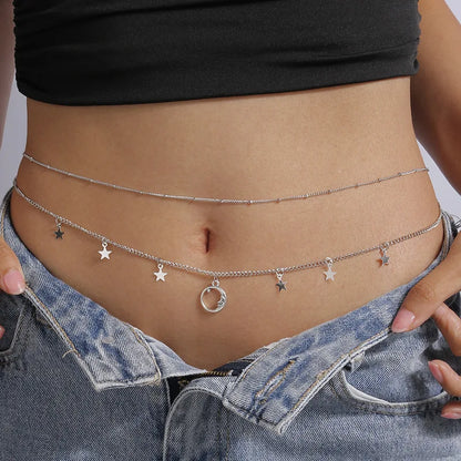 Double Layer Beaded Waist Chain – Minimalist Belly Belt Jewelry for Women