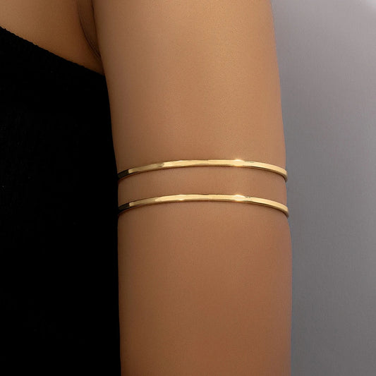 Vintage Gold Layered Arm Cuff – Adjustable Metal Bangle for Women & Teens