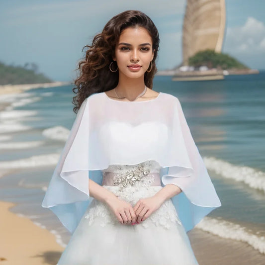 Women’s Chiffon Wedding Cape – Bridal Shawl Bolero Shrug Wrap for Evening Dresses