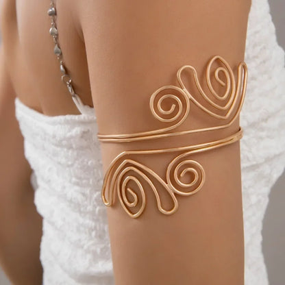 Boho Tassel Upper Arm Bracelet – Retro Geometric Metal Arm Cuff Jewelry