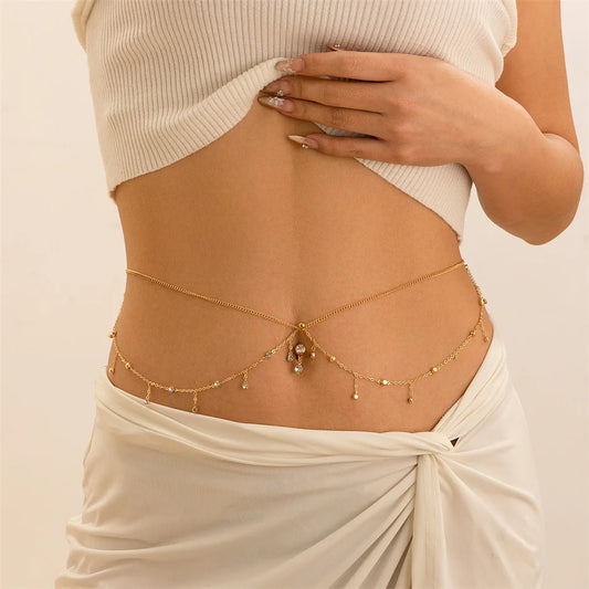 Goth Y2K Multilayer Waist Belly Chain for Women
